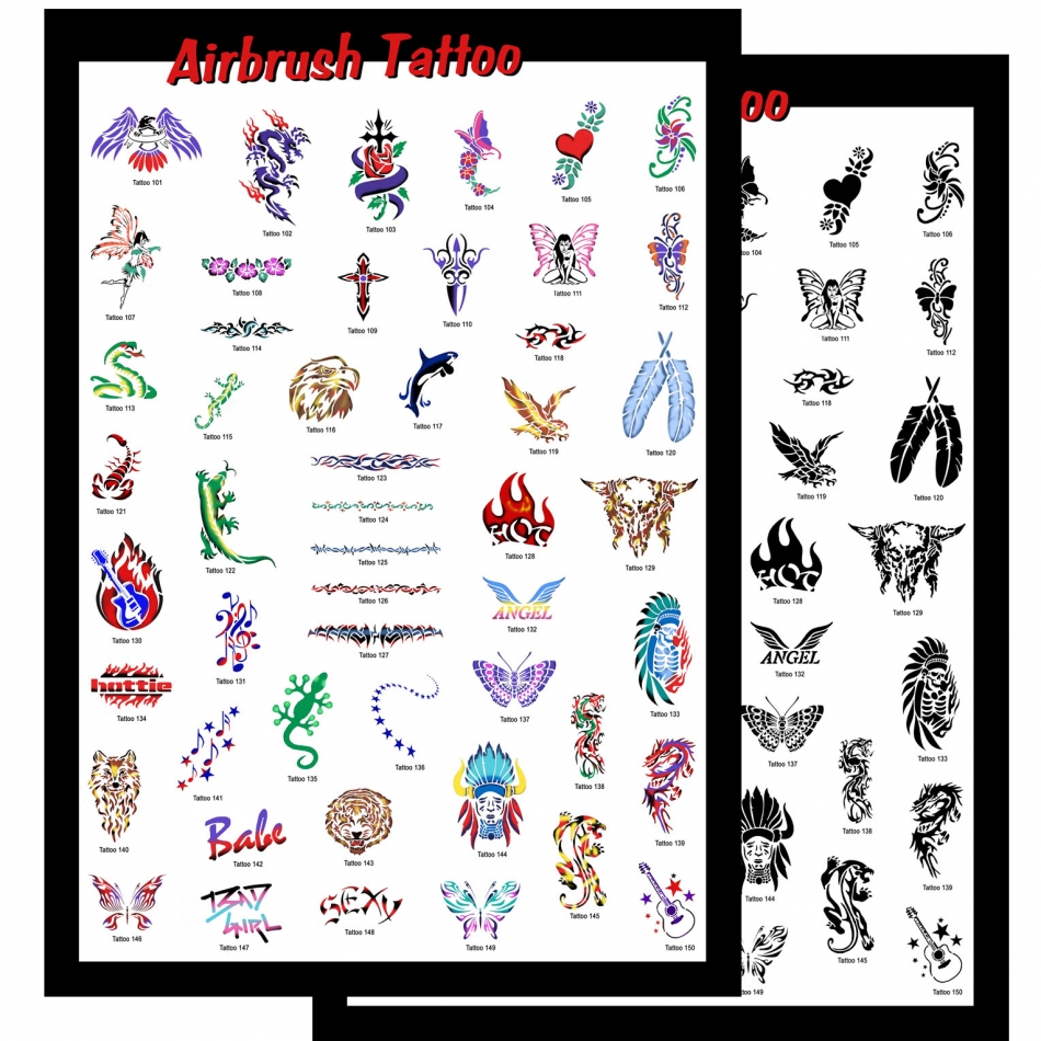 Airbrush Schablonen Set Tattoo 2 SprayOn Airbrush